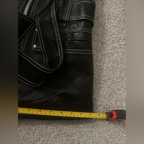 Urban Outfitters Black Faux Leather Jacket with White Stitching - Picture 9 of 10
